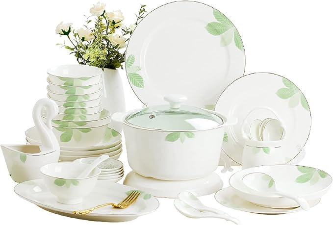 Dinnerware Sets Dish Set60-Piece Ceramic Tableware SetKorean Style Simple Tableware Set Ceramic Household Tableware Set