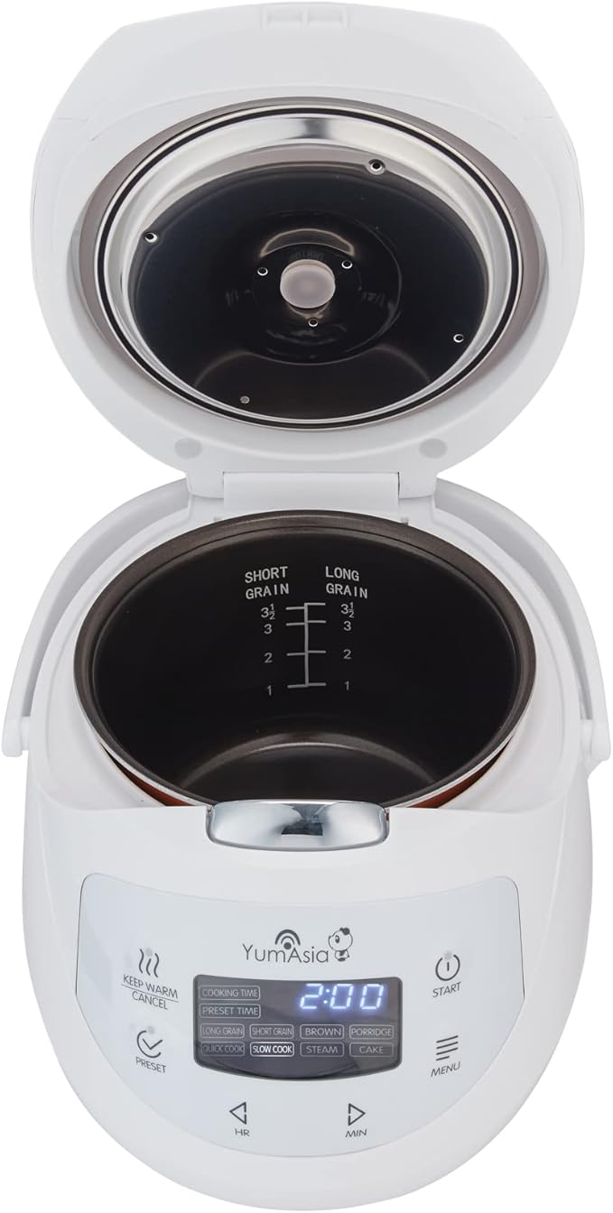Yum Asia Panda Mini Rice Cooker With Ninja Ceramic Bowl and Advanced Fuzzy Logic (3.5 cup 0.63 litre) 4 Rice Cooking Functions 4 Multicooker functions Digital LED display - 120V