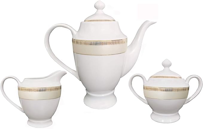 MISC 57 Piece Gold Mix and Match Dinnerware Set-New Bone China Service for 8 People Banded Formal Dishwasher Safe