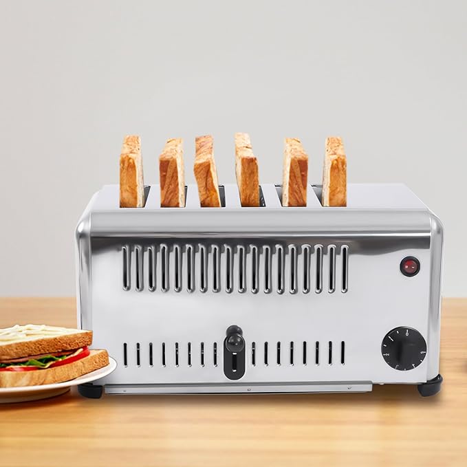 Toaster Commercial Conveyor Heavy Duty Electric Food Bread Baking Silver Stainless Steel One-piece Molding Pop-Up 6 Slices/H For Kitchen Bakery