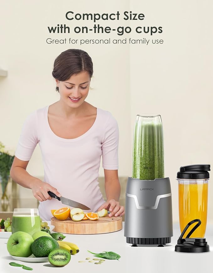 Smoothie Blender 1100W Personal Blender for Shakes and Smoothies Blenders and Grinder Combo for Kitchen with 2 * 22 Oz To-Go Cup and Lid for Protein Shake Baby Food Frozen Drink