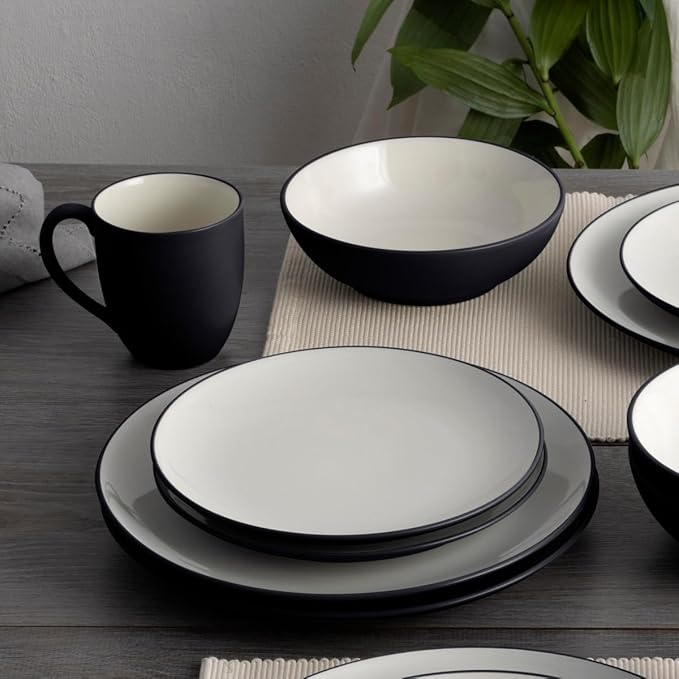 Noritake Colorwave Graphite 16-Piece Coupe Set Service for 4 in Black/Graphite