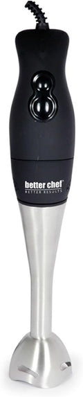 Better Chef Immersion Blender with Whisk Attachment | 2-Speed 200-Watt Motor | Stainless Blending &amp Whisk Attachment | Rubberized Grip | Measuring Cup (Black)