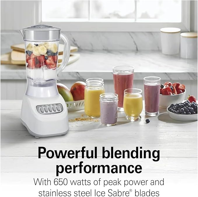 Beach Smoothie Blender 48 oz. Jar 12 Blending Functions (White)