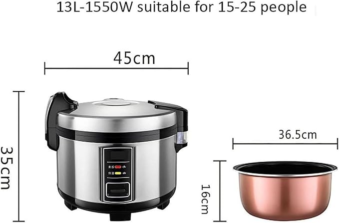 Commercial Rice Cooker and Slow Cooker with Thicken Non-Stick Inner Pot Ideal for Hotels Restaurants Canteens and Schools (13L
