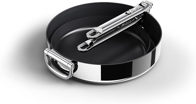 Joseph Joseph Space Steel 2-Piece Nonstick Stainless-Steel Frying Pan Skillet Set Nesting with Folding Handles Induction &amp Oven Safe