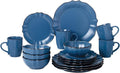 Stylish and Elegant 16 Piece Scalloped Edge Dinnerware set Service for Hosting Parties and Events - Set of 4 Scalloped Edge (YALE BLUE)
