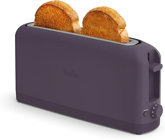 bella 2 Slice Slim Toaster Fits-anywhere™ Kitchenware 6 Setting Shade Control with Reheat &amp Cancel Buttons Fits sourdough 10” Long Slot Anti Jam &amp Auto Shutoff 900 Watt Plum