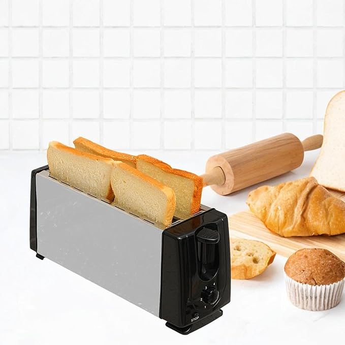Electric Toaster Breakfast Maker Machine 4 Slices US Plug Adjustable Settings Automatic Waffle Machine for Bagels Puff Pastry