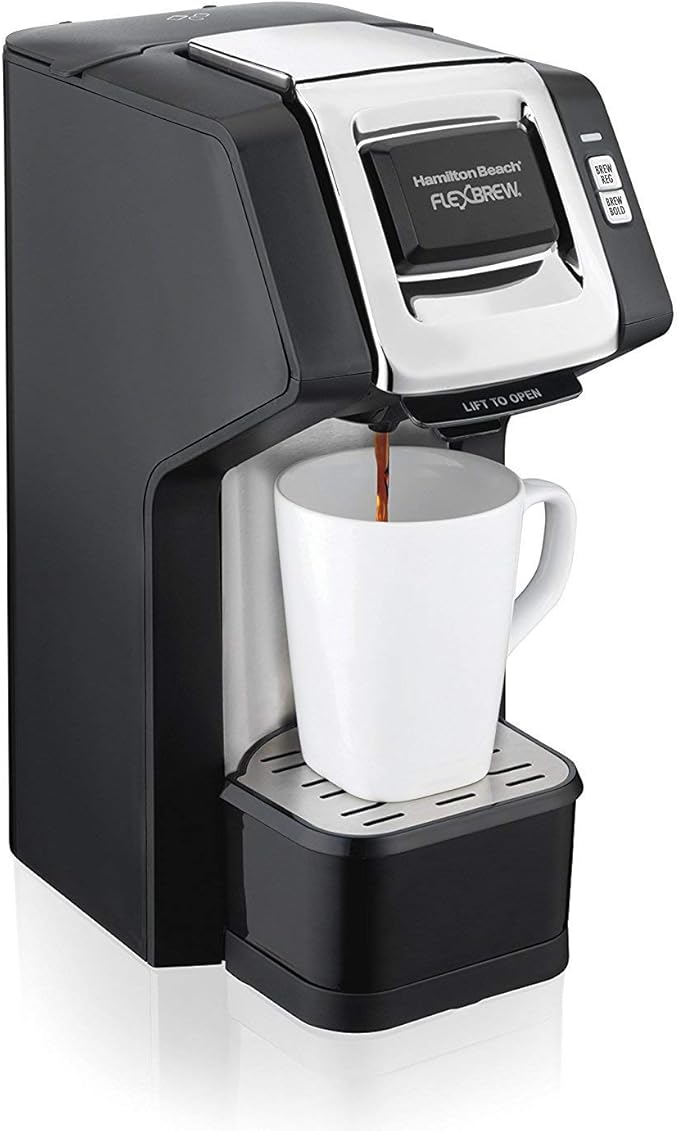 Hamilton Beach 49979 FlexBrew Single-Serve Coffee Maker Compatible with Pod Packs and Grounds Black and Chrome
