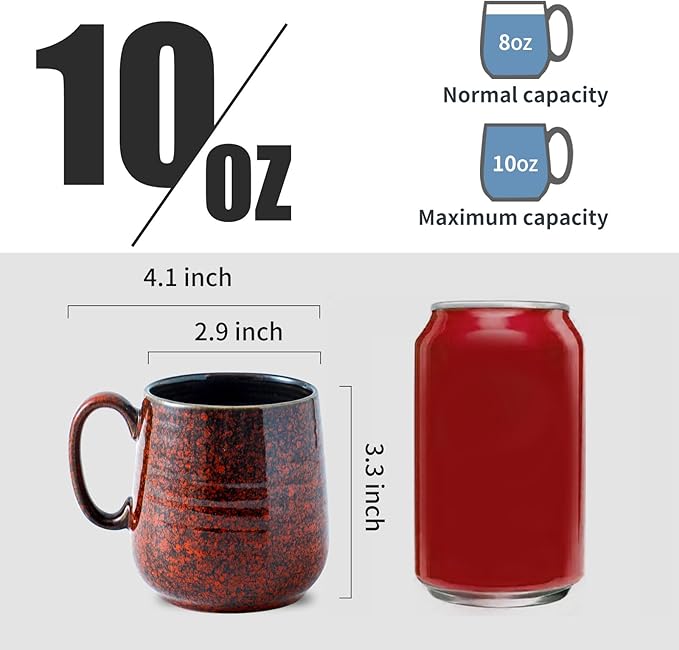 Hasense Dinnerware Sets for 4 8 Piece Porcelain Plates and Coffee Mugs Marble Red Glaze Round Dish Set Modern Ceramic Dinnerware Set Dishwasher Microwave Safe