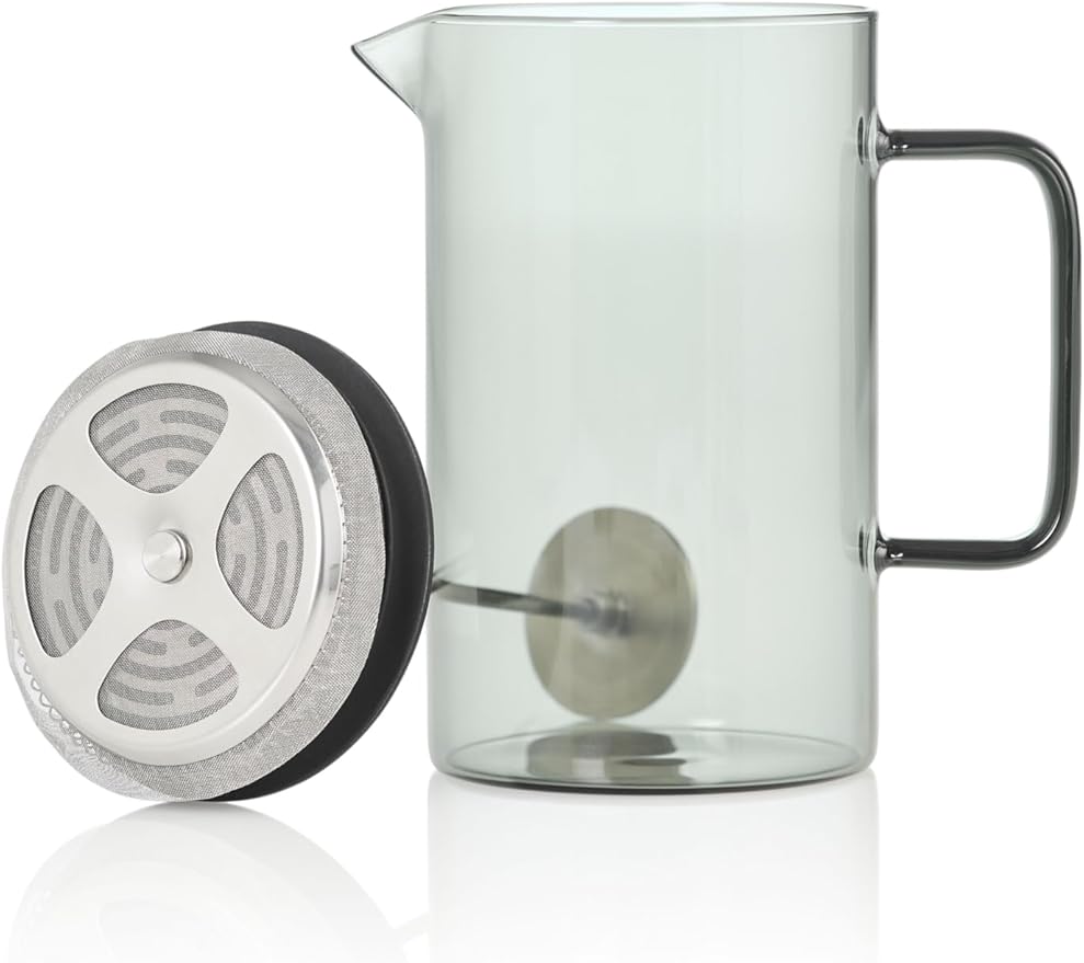 AdHoc French Press Coffee Maker Impact - Manual Brewer with Heat-Resistant Glass &amp Stainless Steel Filter – Barista Tool for Aromatic &amp Full-Flavored Coffee - Dishwasher Safe