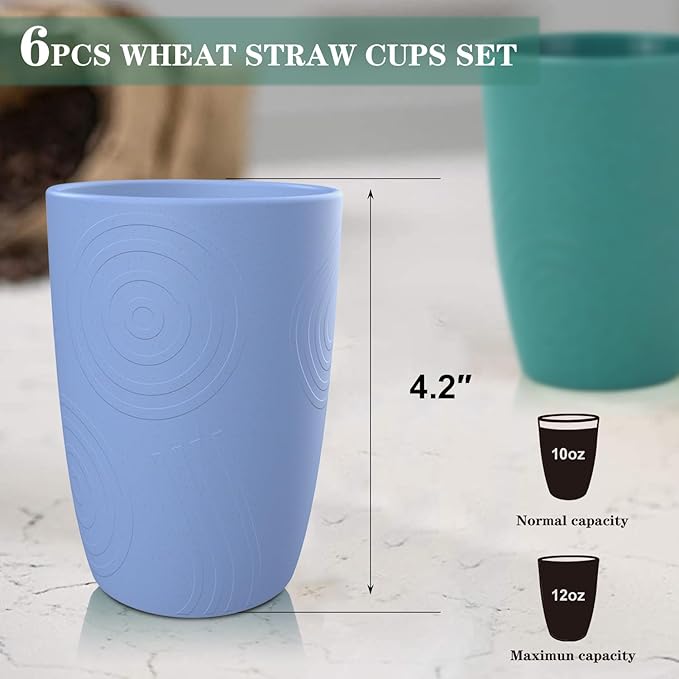 Homienly Wheat Straw Dinnerware Set Deep Dinner Plates Drinking Glasses Unbreakable Cups Microwave and Dishwasher Safe BowlsSoup Bowl Sets Dishes Set 20 PCS - Multi Color