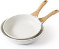 SENSARTE Nonstick Frying Pan Skillets White Ceramic Coating Omelette Pans Healthy Cookware Chef's Pan Free of Intentionally Added PTFE &amp PFAS (10+12 Inch)