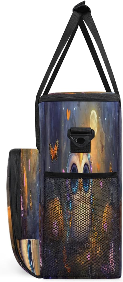 Cartoon Owl Pumpkin Butterfly Coffee Maker Carring Bag Travel Carrying Storage Tote Bag Compatible with Keurig K-Mini or K-Mini Plus Portable Single Serve Coffee Brewer Case with Pockets