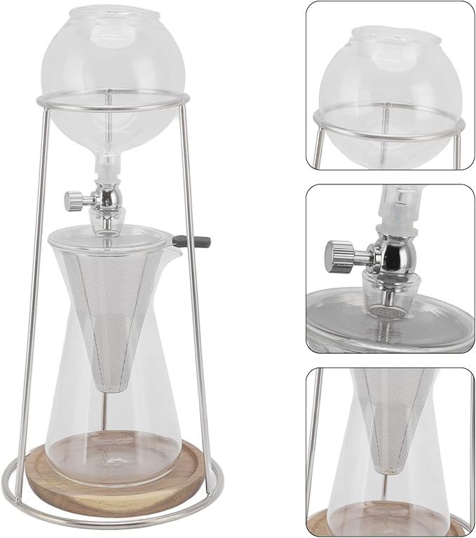 Drip Tower Coffee Maker 600ml Reusable Borosilicate Glass Iced Coffee Maker for Home Kitchen Cafe Compatible with Various Coffee Grounds