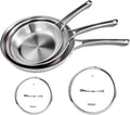 ROVSUN 8-10-12 Inch Stainless Steel Cookware Set Tri-Ply Skillets Set with Lids Full Clad Stainless Steel Chef's Pan PFOA &amp PTFE Free Skillets Compatible for All Cooktops Dishwasher &amp Ove