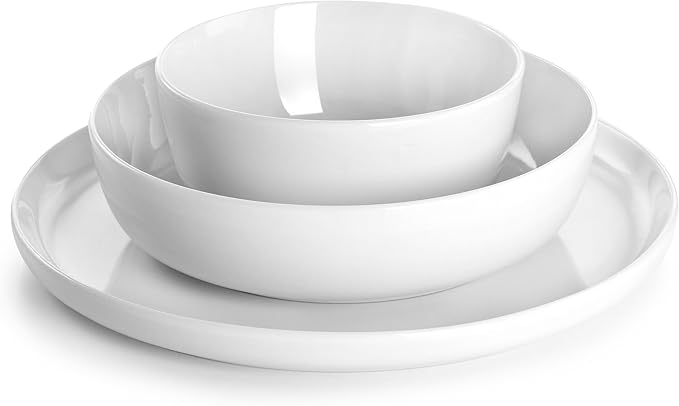 Gibson Home Avisala 12 Piece Fine Ceramic Dinnerware Set in White