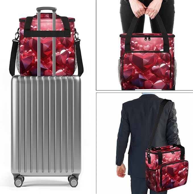 Heart Diamond Coffee Maker Carrying Bag Portable Travel Storage Tote Bag Compatible with K-Mini or K-Mini Plus Single Serve Coffee Brewer Carrying Case with Multiple Pockets &amp Shoulder Strap