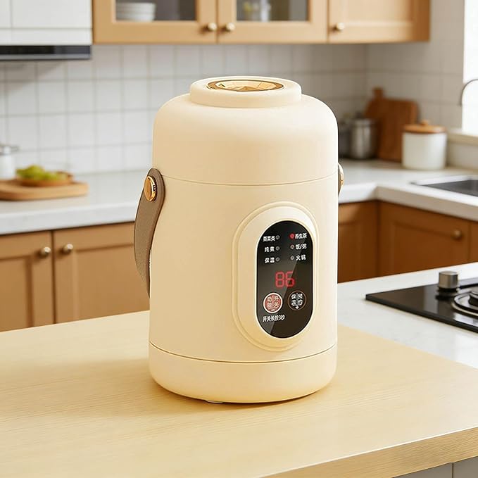 Mini Electric Pot 500W Stainless Steel Electric Cooker Portable Ramen Cooker Small Cooking Pot for Dorm Office Travel Rapid Noodles Cooker Stainless Steel Pot (Beige)