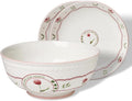 HAOTOP Ceramic Dinnerware Set 3 Pieces Plates and Bowls Floral Pattern Dinner Serving Plates and Bowls Sets for Salad Soup Pasta Microwave ＆ Dishwasher Safe White