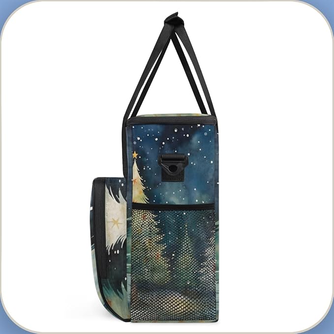 Graffiti Christmas Tree Coffee Maker Carrying Bag Travel Storage Bag Compatible with K-Mini or K-Mini Plus Single Serve Coffee Brewer Carrying Case with Multiple Pockets &amp Shoulder Strap