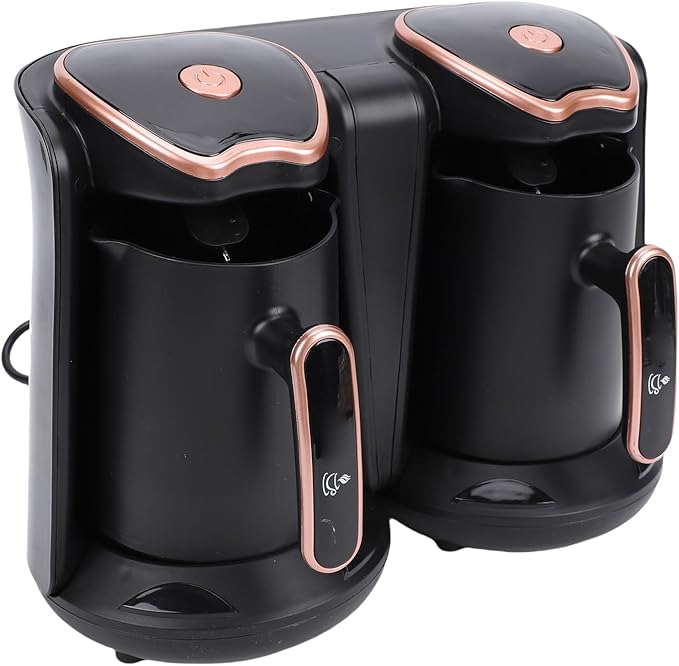 AYNEFY Dual Pot Turkish Coffee Maker Electric Turkish Coffee Maker Machine 1200W Adjustable Temperature Dual Pot for Home Office Kitchen Appliances