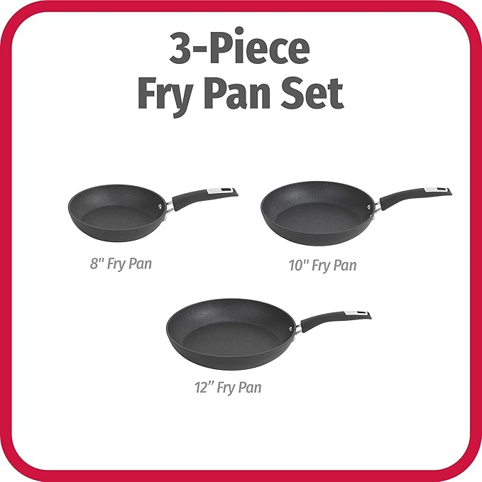 GoodCook 3-Piece Micro-Divot Nonstick Aluminum Fry Pan Set with Silicone Handles Includes 8 10 and 12 Fry Pans Long-Lasting Nonstick Superior Cooking Ergonomically Designed Easy to Clean
