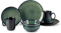 8 Piece Dinnerware Sets for 2 Scratch Resistantmicrowave oven and Dishwasher Safe Plates and Bowls Sets Ceramic Dish Set Bowl and Plate Set -Kiln turns foggy green