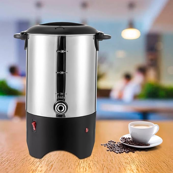 5l Stainless Steel Coffee Urn30-Cup Electric Heating And Holding Coffee Maker1000w Fast Heating Beverage DispenserStainless Steel Coffee MakerFor Cafes Cafeterias Offices