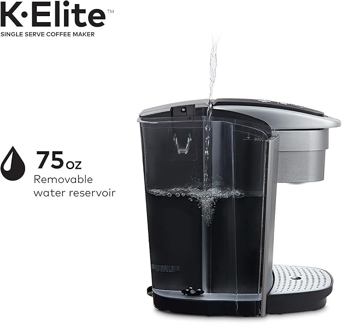 Keurig C K-Elite Maker Single Serve K-Cup Pod Brewer with Iced Coffee Capability Extra Included 75oz Brushed Silver Plus Filter Bundle