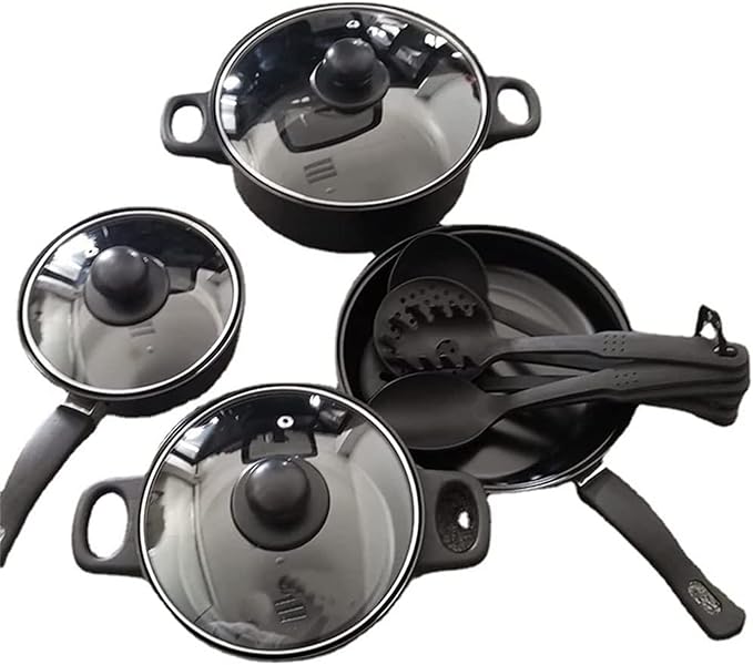 13 Piece Cookware Dishwasher Safe Aluminum Kitchen Set Frying Pan Nylon Kitchen Utensils