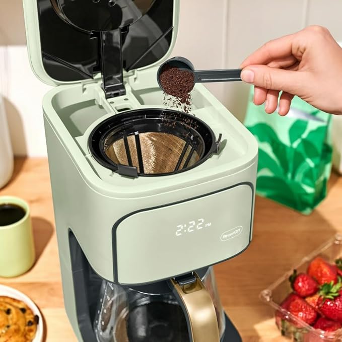 Programmable 12-Cup Coffee Maker with Touch Controls Auto Brew Timer Reusable Filter Large Glass Carafe Premium Countertop Coffee Machine (Green)