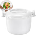 Microwave Rice Cooker Large White Plastic Portable With Lid Ideal For Travel Multi-Functional Lunch Storage