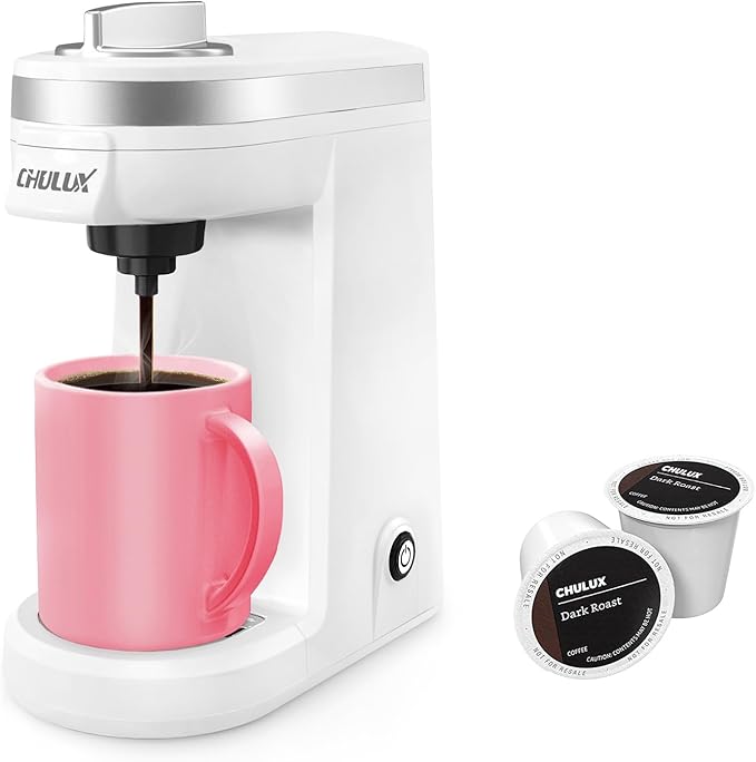 CHULUX Mini Coffee Maker for K Capsule Single Serve Coffee Maker for One Cup Americano Lightweight Pod Coffee Machine Pearl White
