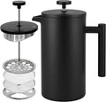 French Press Coffee Maker 304 Grade Stainless Steel French Press with 2 Extra Filters for Home Office Travel Camping - 34OZ/2 Litre (Black)