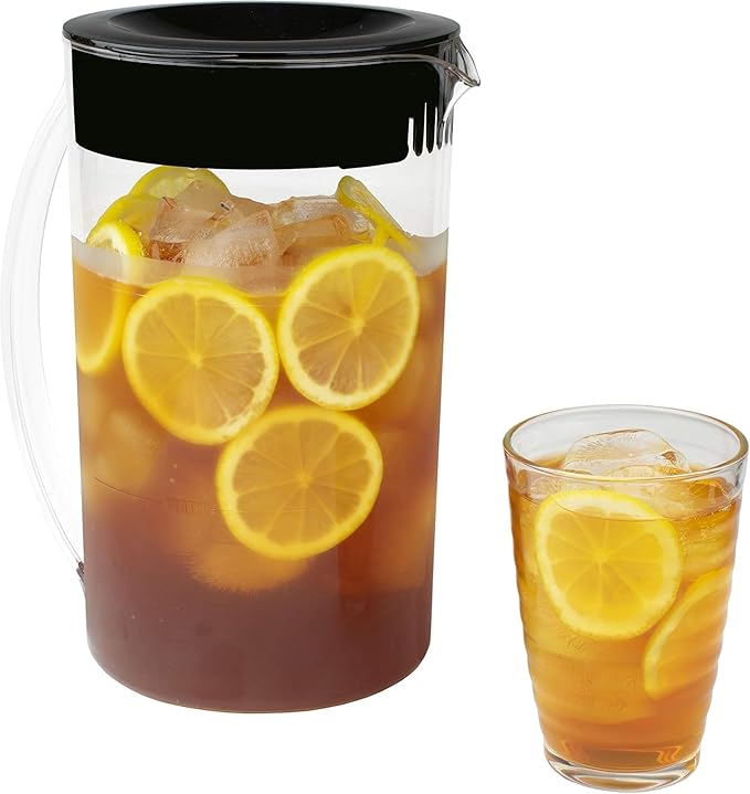 Iced Tea and Coffee Maker with 64oz Pitcher – Automatic Brewer with Strength Selector Reusable Filter and Auto Shut Off (Black)
