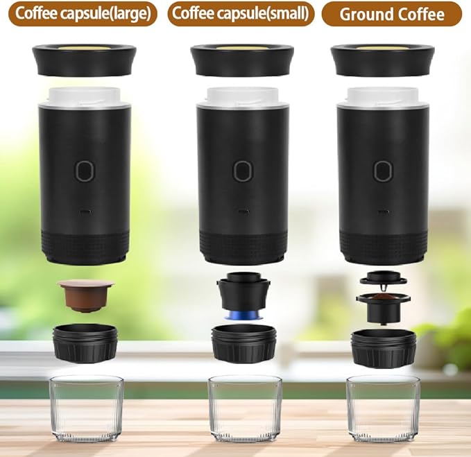 Portable Espresso Machine 3-in-1 Coffee Maker with Self‑Heating Nespresso Machine for NS Capsule &amp Ground Coffeefor Travel Portable Expresso Machines for Home Camping Car Hiking Office