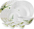 Larah by Borosil Herbs Opalware Leaf Dinner Set 21-Pieces White