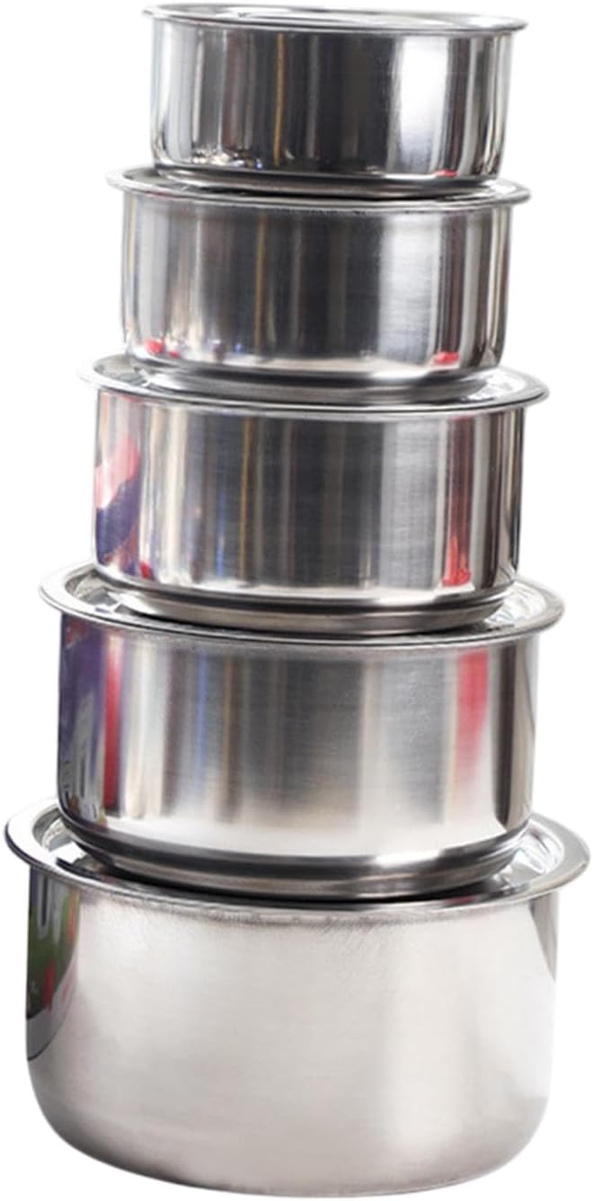 5Pcs Stainless Steel Sauce Pots with Lid Professional Cooking Tools Cookware Kitchen Accessories Kitchenware Stew Pot Set Style B
