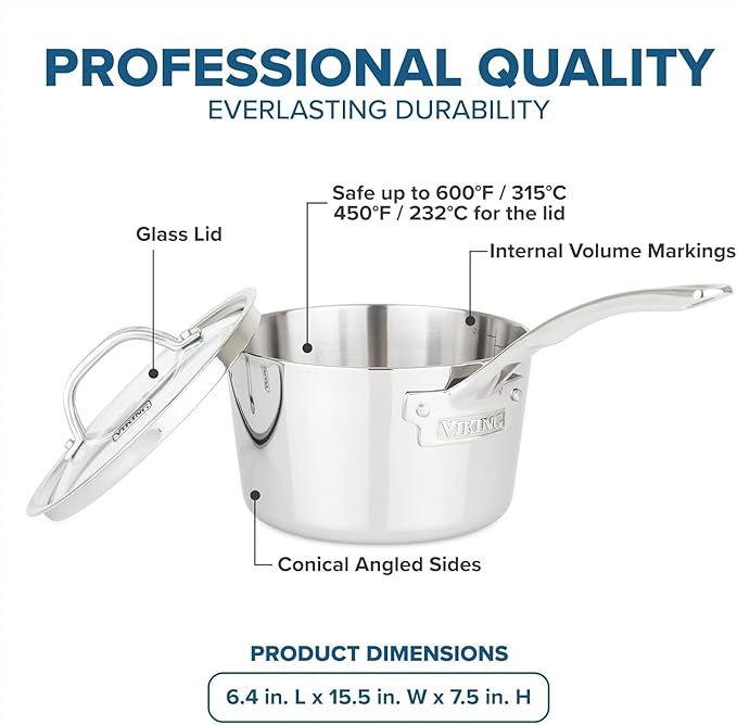 Viking 4-Piece Premium Cookware Bundle – 10” Nonstick Frying Pan 2.4 Qt Sauce Pan with Lid 8 Qt Stock Pot 6 Stainless Steel Kitchen Utensils – Oven &amp Dishwasher Safe Induction Ready