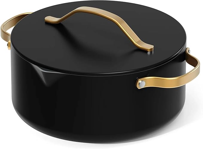Nonstick Ceramic Cookware Set (12 Piece) Pots Frying Pans Lids and Kitchen Storage Oven Safe Pan Set &amp Compatible with All Stovetops - (Black Sesame)