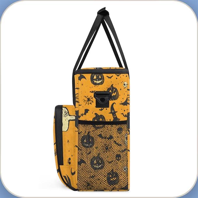Halloween Pumpkin Coffee Maker Carrying Bag Gothic Pumpkin Travel Storage Bag Compatible with K-Mini or K-Mini Plus Single Serve Coffee Brewer Carrying Case with Multiple Pockets &amp Shoulder Stra