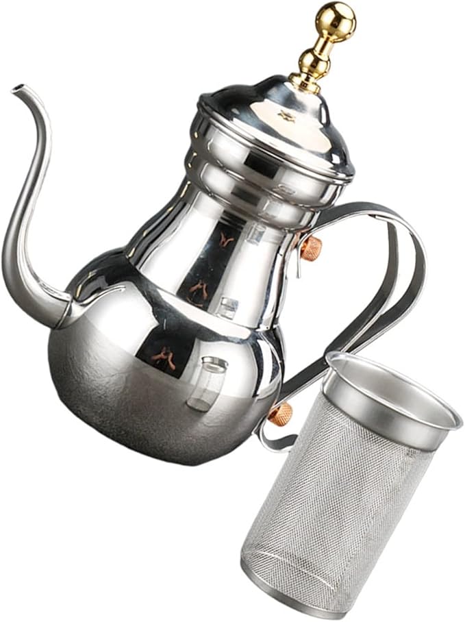 Coffeemaker Pots Kettle Coffee Tea Pot Turkish Pour Copperoverstove Gooseneck Maker Stovetop Steel Stainless Kitchen Teapot Set Camping(Silver)