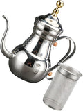 Coffeemaker Pots Kettle Coffee Tea Pot Turkish Pour Copperoverstove Gooseneck Maker Stovetop Steel Stainless Kitchen Teapot Set Camping(Silver)