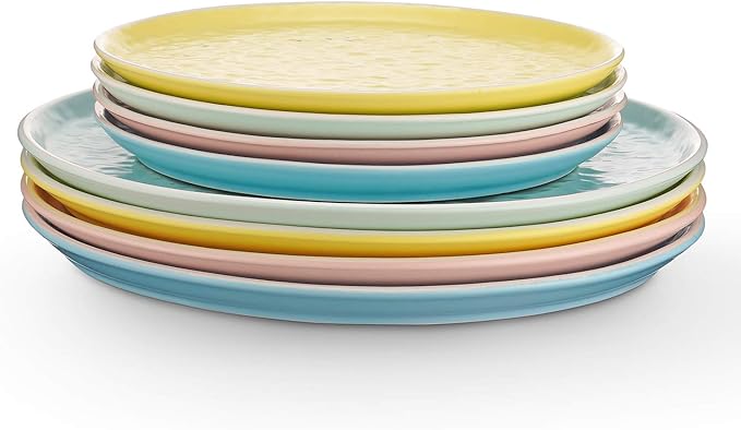Stone lain Elena Stoneware Dish Set 4 Dinner Plates Blue Mint Pink Yellow