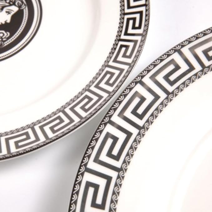 European Style Dinnerware Set Service for 2 Bone China Dinnerware Sets Unbreakable Porcelain Dinner Sets Coffee Cup and Saucer Tableware Set Steak Dinner Plates Dish Set (8Pcs)