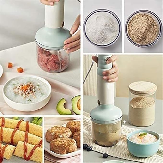 TOEWOE Immersion Hand Blender 500 W 4-in-1 Handheld Multi-Purpose Stick Blender with Egg Whisk Food Grinder Puree for Infant Food Smoothies and Soups