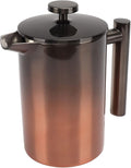 French Press Coffee Maker Tea Maker304 Stainless Steel Coffee Press with Filters Double Layer Coffee Press Single ServeGlass Pot Tea Press Pot(800ml)