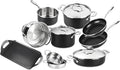MAGEFESA Prisma 13-Piece Stainless Steel Cookware Set – Durable Pots &amp Pans with Nonstick Interior Matte Black Exterior Oven Safe up to 392°F